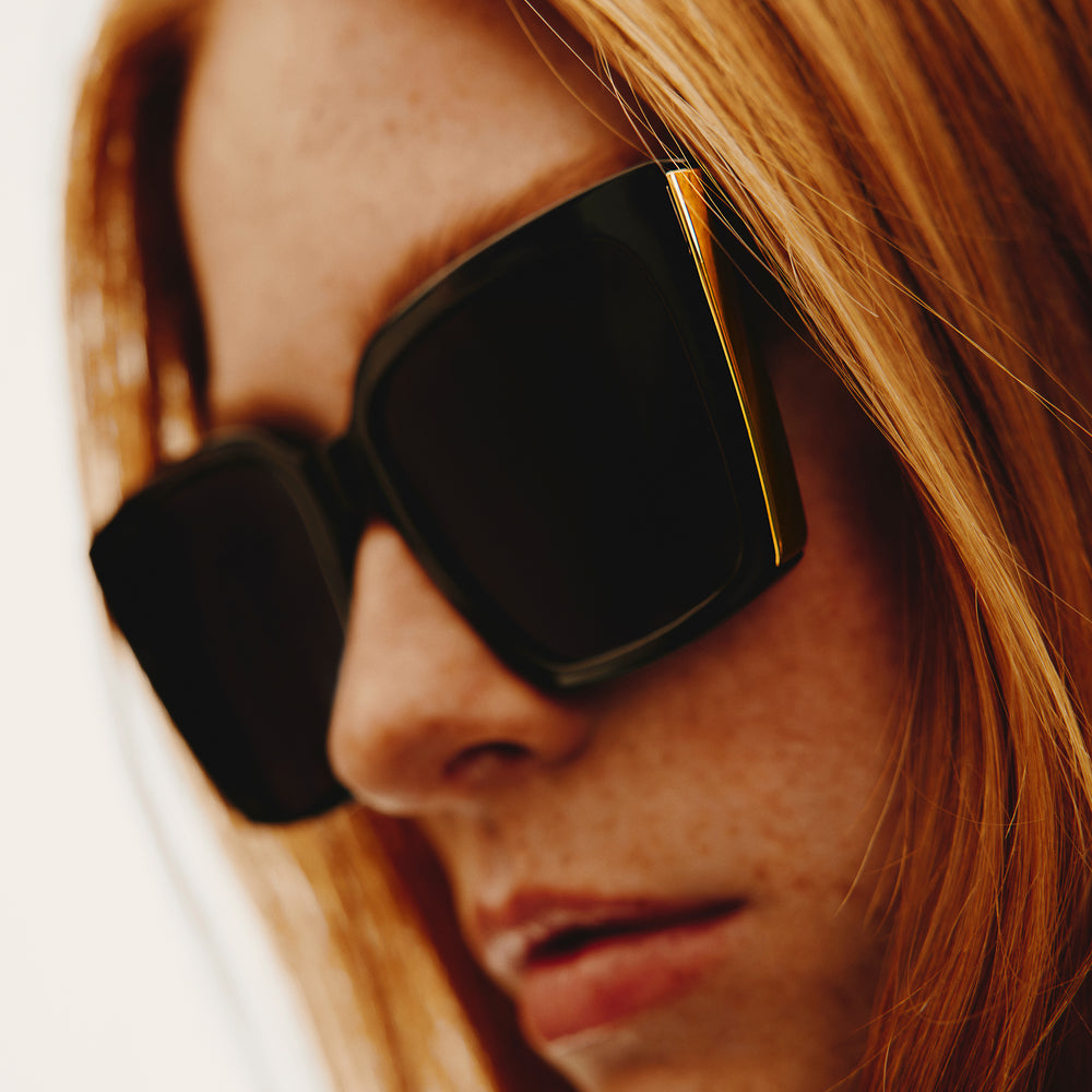 Quay Australia Unisex Front Cover 46mm Square Sunglasses - Matte Black/Brown Yellow