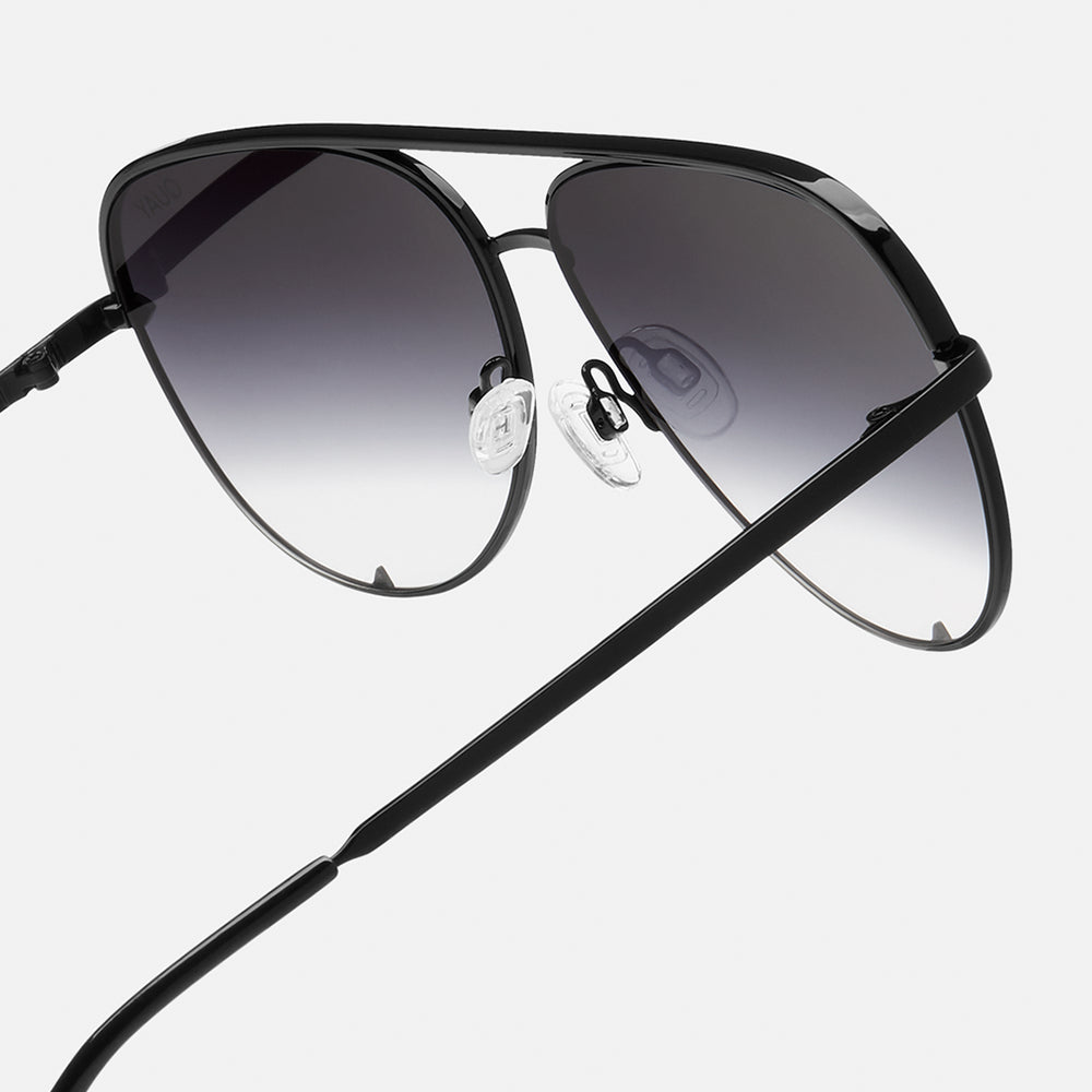 Quay Australia Polarized High Key Aviator Sunglasses - Black Smoke
