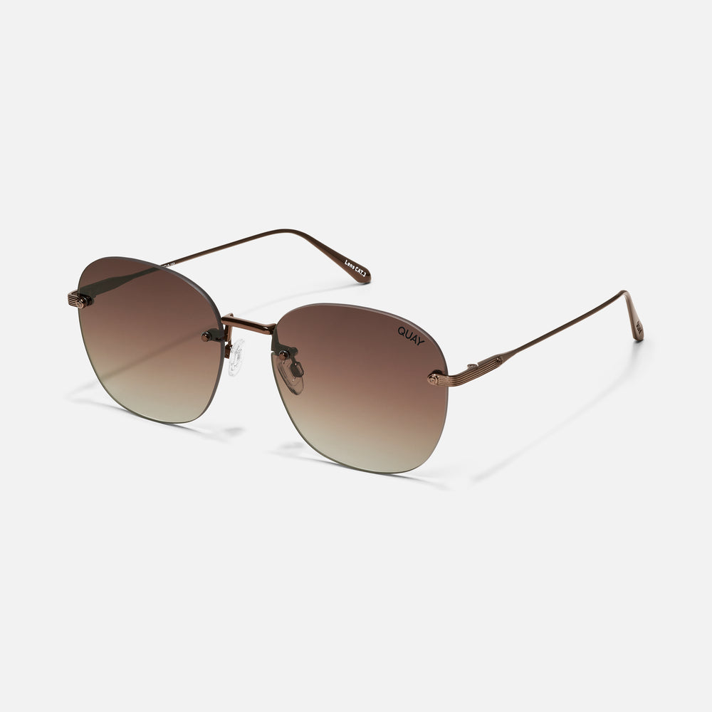 Quay Australia Jezabell 53mm Rimless Aviator Sunglasses in Chocolate/Brown Gradient