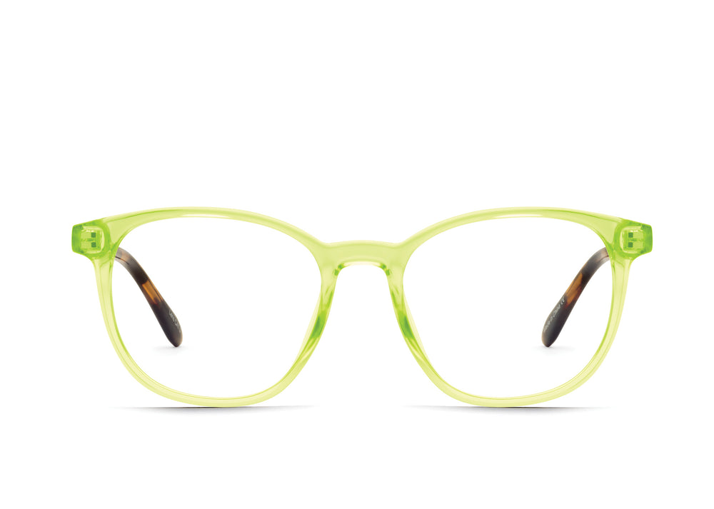 NEON YELLOW TORTOISE TEMPLE/CLEAR RX