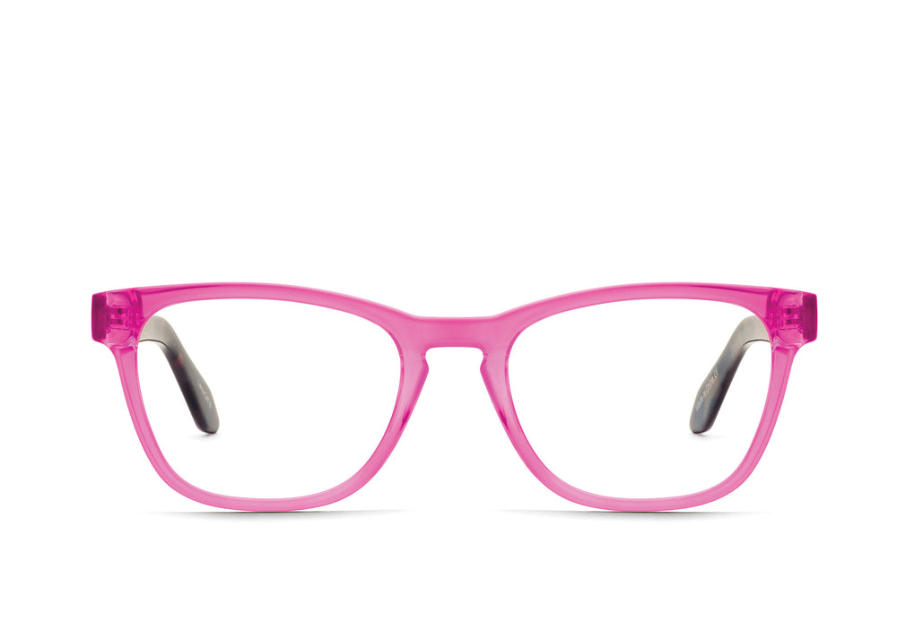 NEON PINK TORTOISE TEMPLE/CLEAR RX